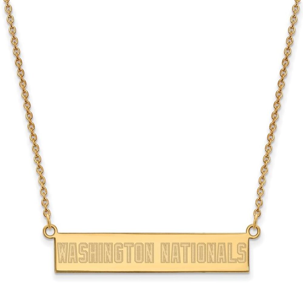 14K Gold Plated S.S. MLB Washington Nationals SM Bar Necklace, 18 Inch